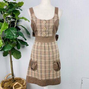 Y2K Candy Apple Brown Plaid  Mini Dress